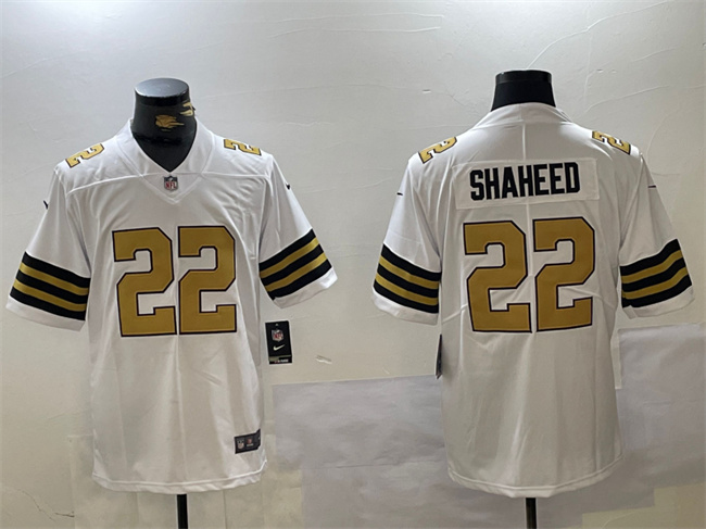 Men's New Orleans Saints #22 Rashid Shaheed White Vapor Limited Stitched Football Jersey Men's New Orleans Saints #22 Rashid Shaheed White Vapor Limited Stitched Football Jersey